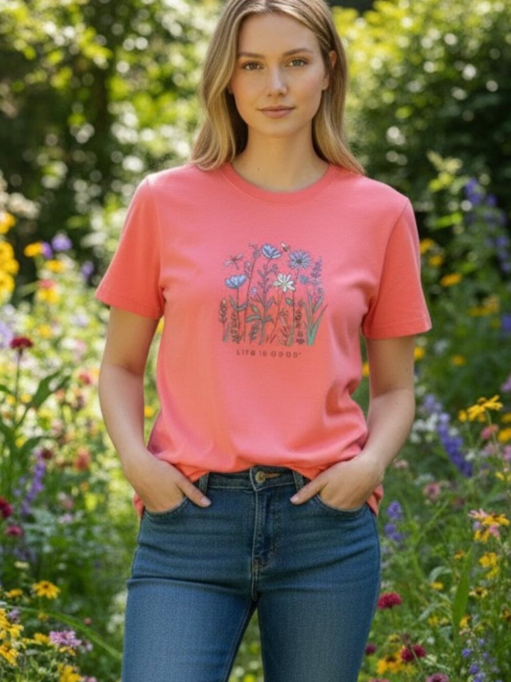 Life is Good W's Wildflower Floral Crusher-LITE Crew Neck Tee